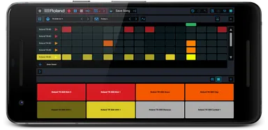 リズムマシン「TR-808」の配色にカスタマイズした「リズム・エディター」画面