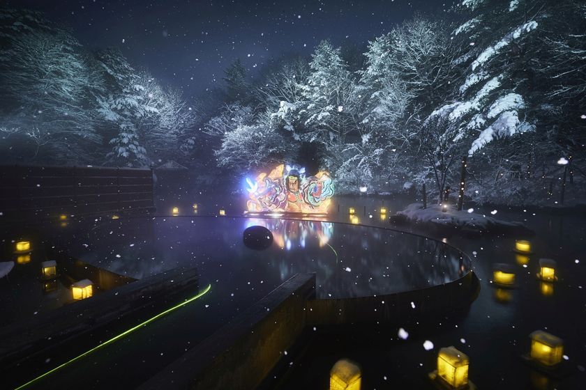 星野リゾート　青森屋
絶景雪見露天「ねぶり流し灯篭」実施
～今年で9年目を迎える青森屋の風物詩～
期間：2019年12月1日〜2020年3月31日