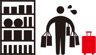 買い物とスーツケース