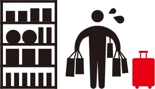 買い物とスーツケース