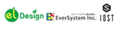 elDesign株式会社、エバーシステム株式会社、IOST/IOS財団のロゴ