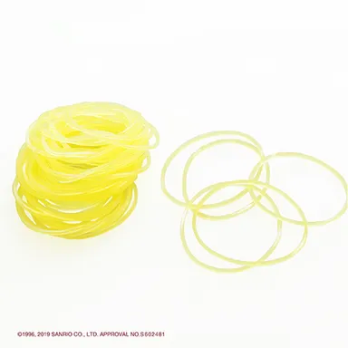 【オーバンド ポムポムプリン缶】透きとおったキレイな輪ゴムが入っています