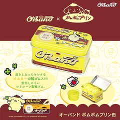 「オーバンド ポムポムプリン缶」10月16日発売。コラボ第3弾は、黄と茶のレトロかわいい缶入り輪ゴム！