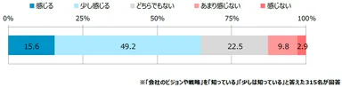 図表9：会社のビジョンや戦略と自分の仕事内容は、つながっていると感じるか(n＝315)