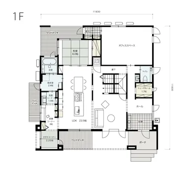 USUKOエコノハ展示場1階平面図
