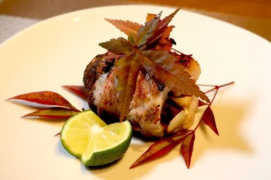 焼物　甘鯛・松茸の挟み焼き すだち添え