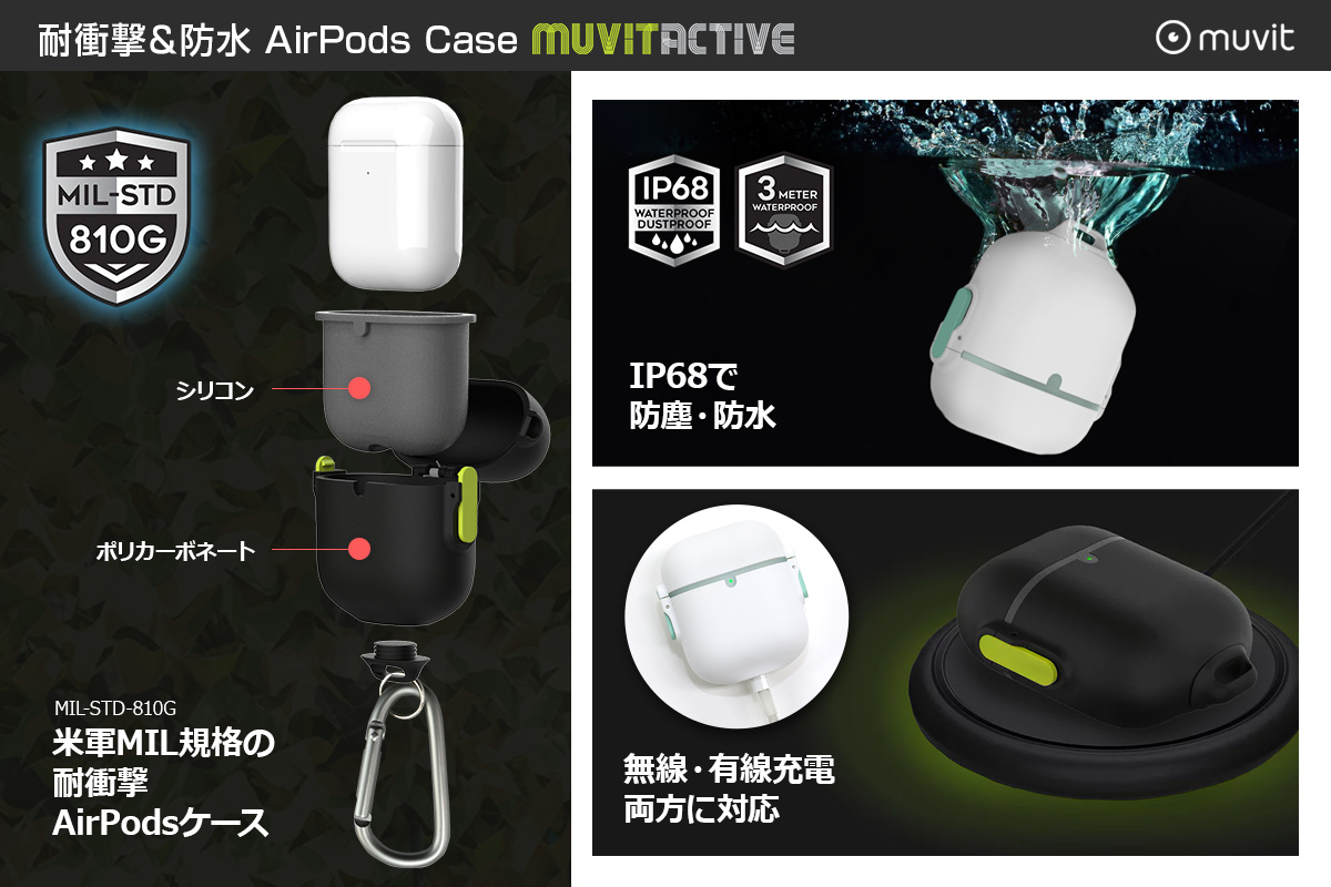 フランス発Muvitから、米軍MIL規格に準拠したタフなAirPodsケース新発売