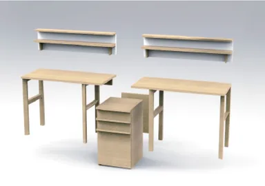 デスク脚の組替え構造