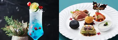 左から）クリスマスカクテル ～ジョワイユ・ノエル～、クリスマスアミューズプレート
