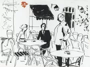 堂本印象　ボア・ド・ブローニュのカフェ(『美の跫音』挿絵原画)　1952年