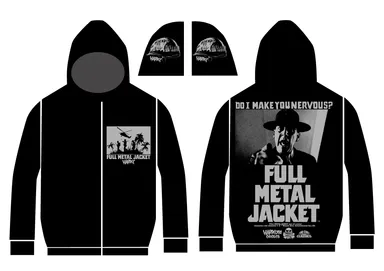 フルメタルジャケットZIPパーカ(DO I MAKE YOU NERVOUS？ブラック)-Zip-Up Hoodie (BLACK)-
