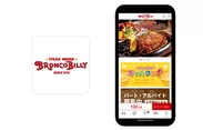 図1 ステーキ＆ハンバーグレストラン『ブロンコビリー』公式アプリ アイコンとトップ画面