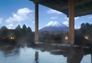 露天風呂と富士山