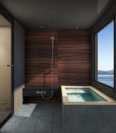和デザイン浴槽のアステックより、自然素材「ヒノキ」ｘ天然石「御影石」のラグジュアリー浴室の新シリーズ誕生！シンプルフォルム高級ユニットバス「WABURO QL LINE」を発売！