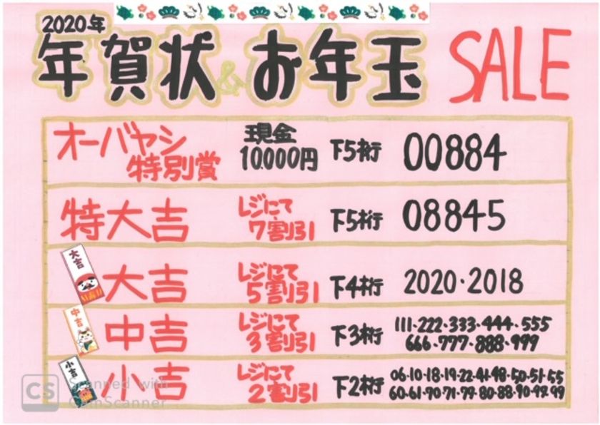 年賀状 当選 お年玉