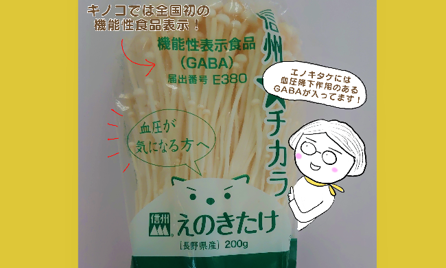 全国初 長野県産えのきたけが 機能性表示食品 としてデビュー 血圧降下作用のgabaに注目 Ja中野市 なかのきのこ新聞編集部のプレスリリース