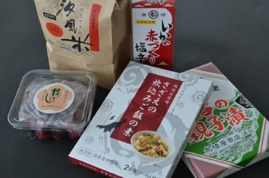 美食スタンプラリー賞品例：出雲崎・海の幸山の幸セット