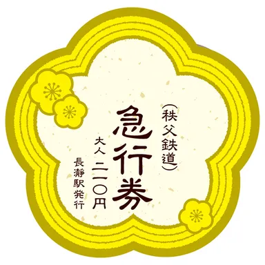 ロウバイ型記念急行券イメージ(表)