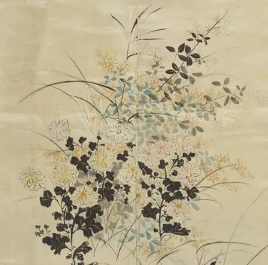 〈冬木小袖〉部分　菊・萩・芒の模様