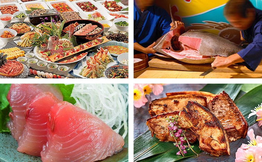 湯快リゾートで3月1日から春メニューがスタート
夕朝食あわせて120種類以上の豪華バイキングに加え
「まぐろ祭り」も開催