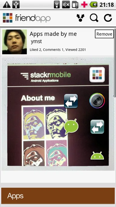 「FriendApp」アルバムページ(「Apps made by me」山下盛史 開発アプリ一覧)