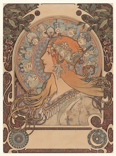 アルフォンス・ミュシャ《黄道十二宮》　1896年　カラーリトグラフ　ミュシャ財団蔵　(C)Mucha Trust 2020