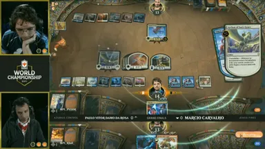 最終マッチの第2ゲーム目。《太陽の恵みの執政官》によって盤面がペガサスで埋め尽くされていく