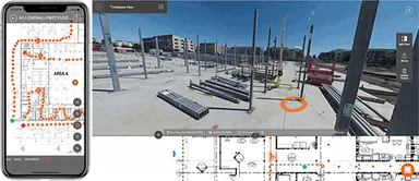 撮影ごとに配置された軌跡(左)と画像(右)