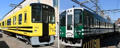 (左)タイガース号の外装、（右）甲子園号の外装