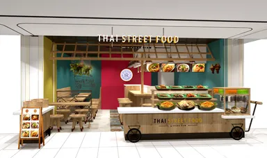 入り口に屋台が設置されている店舗