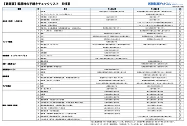 【医師版】転居時の手続きチェックリスト40項目