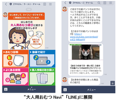 人工知能を活用した“大人用おむつNavi”「LINE」で更に便利に～正しいおむつのあて方、選び方、使い方手順を動画で解説～