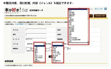 販売対象、発行形態、内容（ジャンル）も指定できます