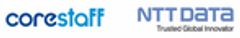 コアスタッフ株式会社、株式会社ＮＴＴデータ、株式会社ＮＴＴデータ九州のロゴ