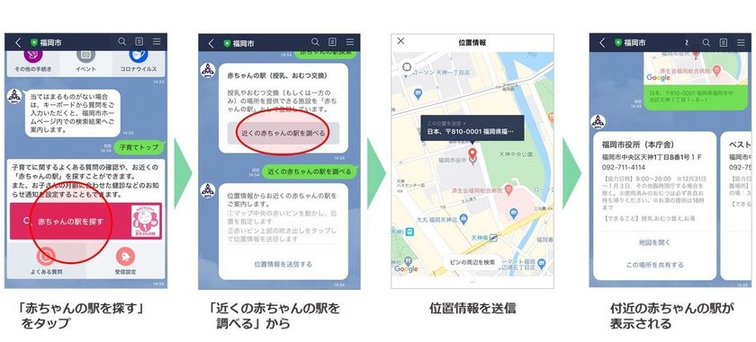 福岡市line公式アカウント に子育て世帯をアシストする新機能 お出かけ時のおむつ交換から 児童手当や一時預かりの情報収集まで便利な機能をまとめてご紹介 Line株式会社line Fukuoka株式会社のプレスリリース