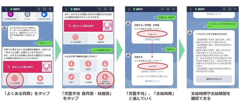 福岡市line公式アカウント に子育て世帯をアシストする新機能 お出かけ時のおむつ交換から 児童手当や一時預かりの情報収集まで便利な機能をまとめてご紹介 Line株式会社line Fukuoka株式会社のプレスリリース