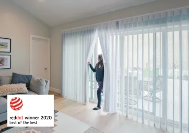 ボトムコードレスの革新的ファブリック製バーチカルブラインド