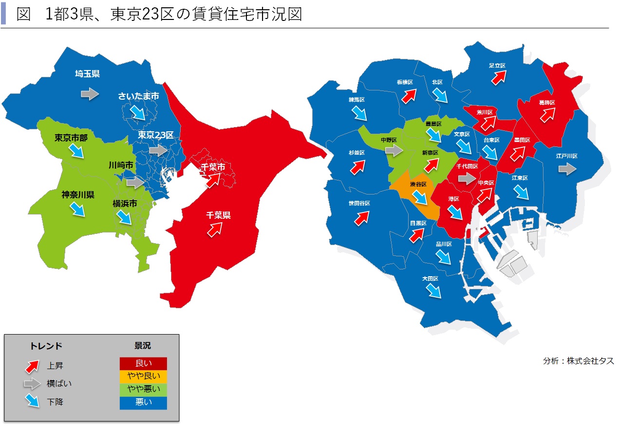 19年第4四半期 1都3県賃貸住宅市況図と東京23区ハイクラス賃貸住宅の市場動向 賃貸住宅市場レポート 首都圏版 関西圏 中京圏 福岡県版 年4月 株式会社タスのプレスリリース