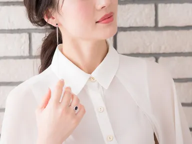 オニキスチェーンピアス＆オーバルリング