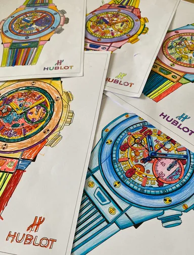 ▲毎日続々と届けられる応募作品の数々(1)(写真はウブロのぬりえ用紙)