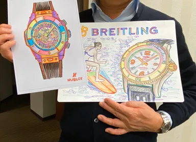 ▲応募作品の数々(2)(ブライトリングのぬりえ用紙)