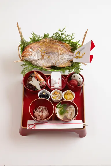 お食い初め料理セット食器付(天然鯛大)縦