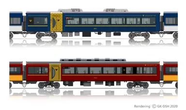 ▲(上)3000系プレミアムカー、(下)8000系プレミアムカー