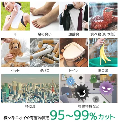 ニオイや有害物質を95～99％