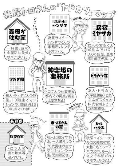 本文収録の「お泊まり」マップ。