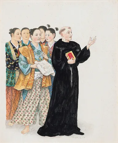 右近と同行の神父(大阪玉造教会壁画下絵)　1964年