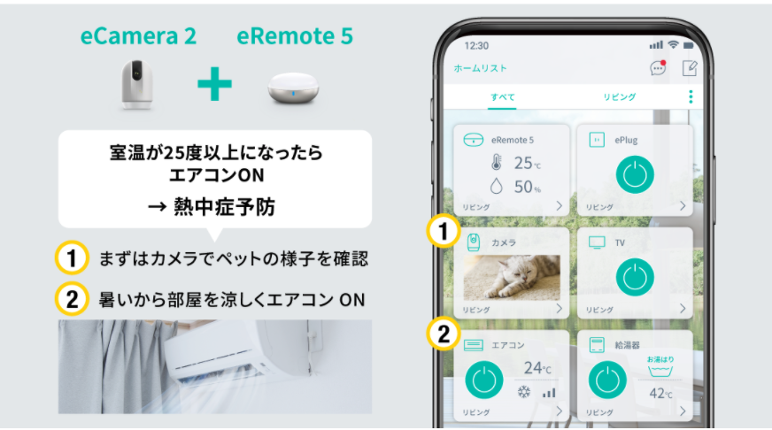 HomeLinkならではの拡張性。別売のスマートリモコンと連携して映像を見ながら家電操作