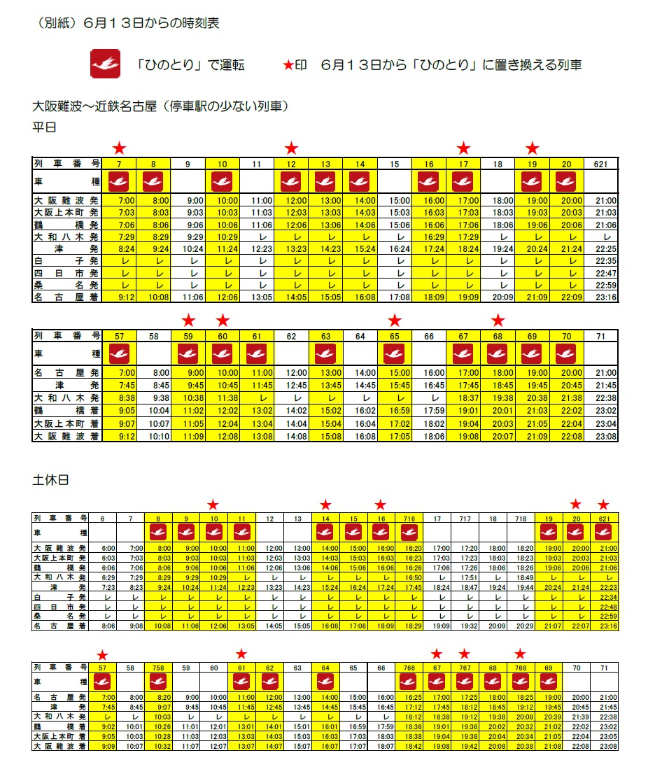 ひ の とり 時刻 表