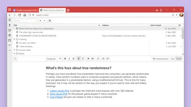 Vivaldi 3.1 メモ管理機能