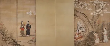 国宝 花下遊楽図屏風(右隻)狩野長信筆 江戸時代17世紀 東京国立博物館蔵